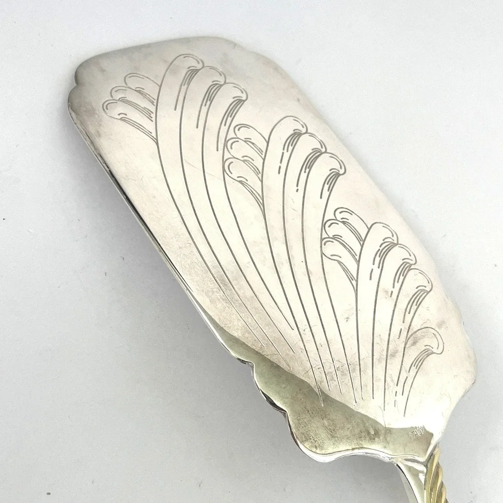 Vintage Lenox Silverplate Lasagna spatula Cake Server Gold Accent Italy Engraved